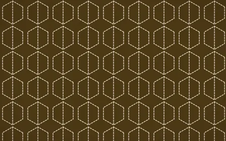 Prague Gold Stitch Hexagons — dark brown and beige sashiko background