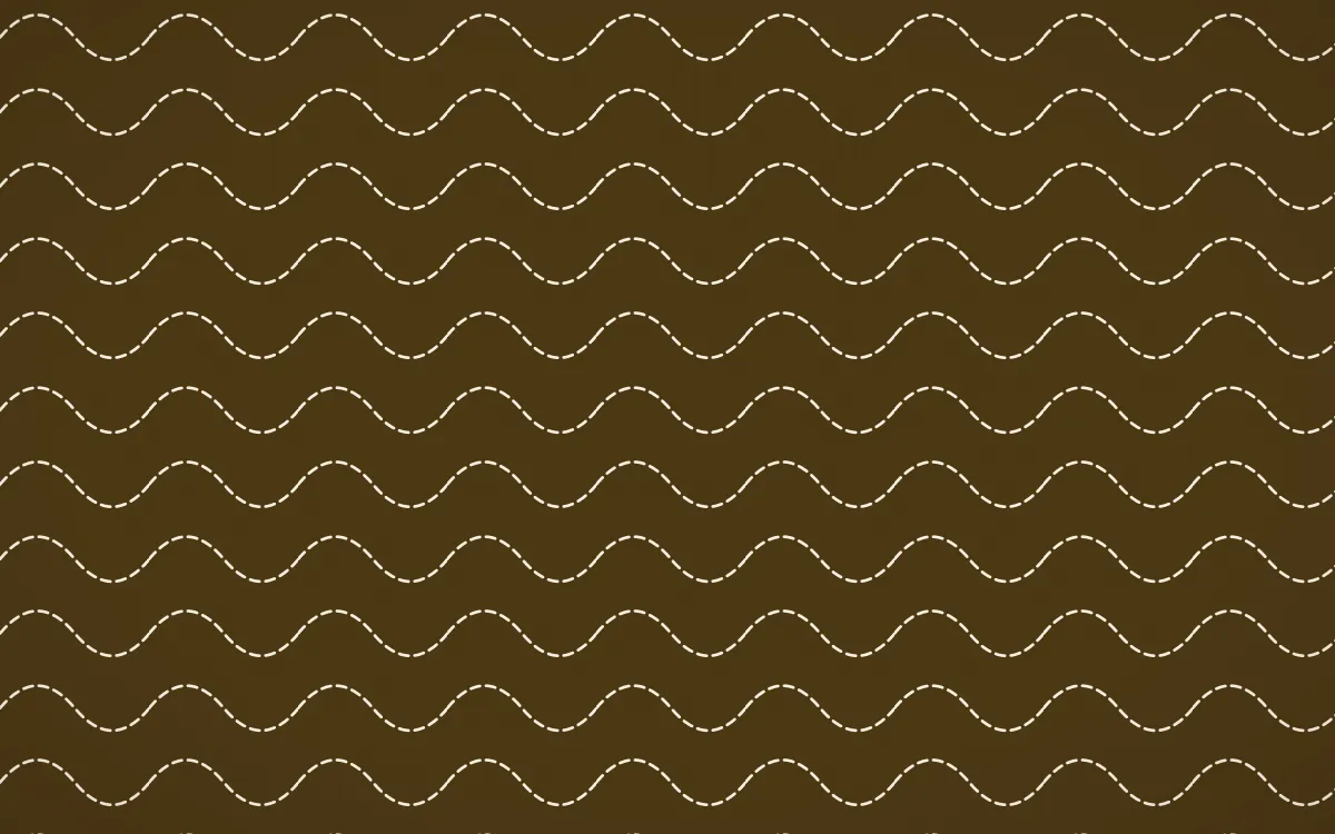 Prague Gold Stitch Waves — dark brown and beige sashiko background