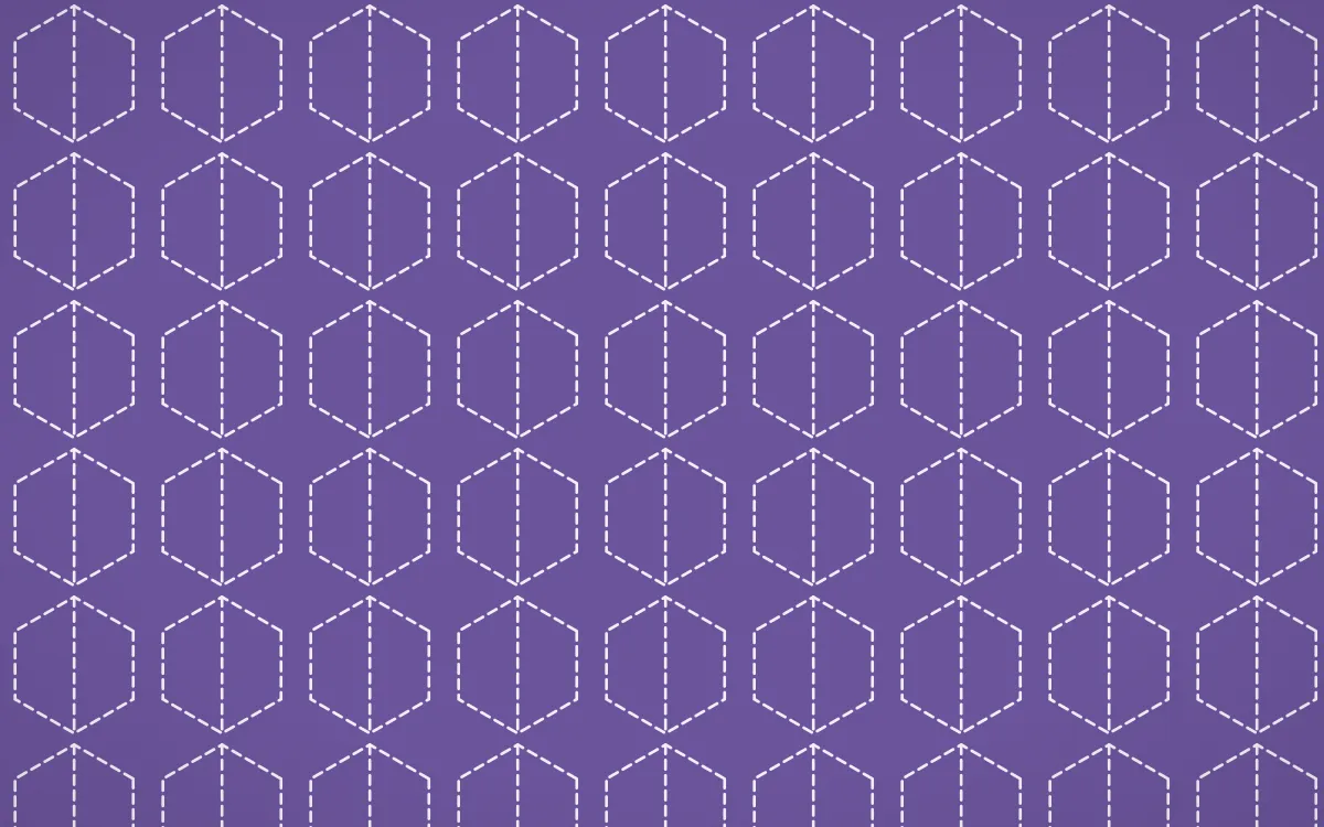 Provence Stitch Hexagons — colourful purple and white sashiko background