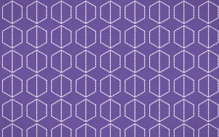 Provence Stitch Hexagons — colourful purple and white sashiko background