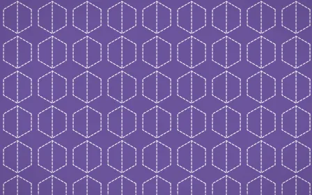 Provence Stitch Hexagons — colourful purple and white sashiko background