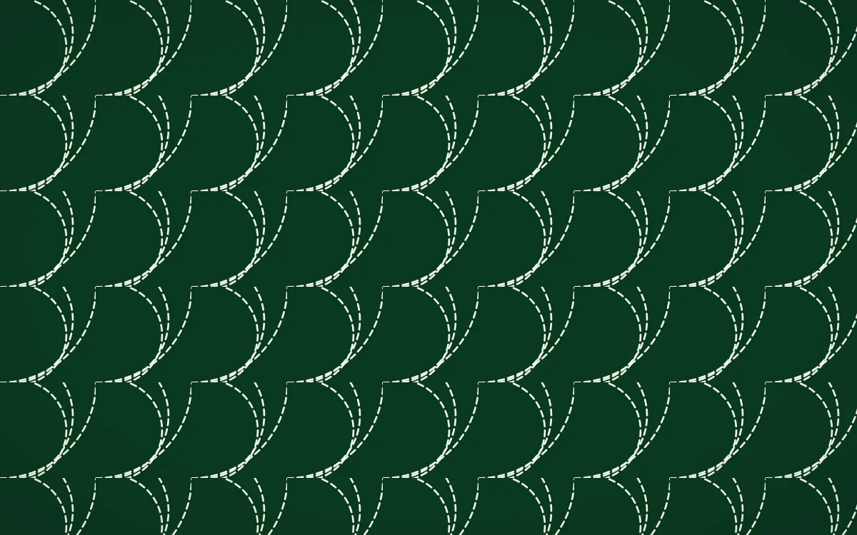 Rio Carnival Stitch Fans — dark green sashiko background