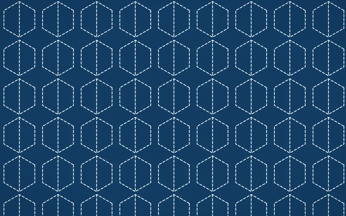 Côte d'Azur Stitch Hexagons — dark blue and white sashiko background