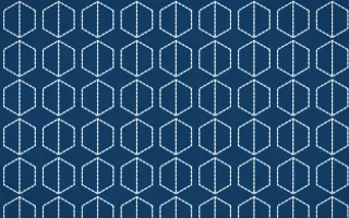 Côte d'Azur Stitch Hexagons — dark blue and white sashiko background