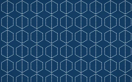 Côte d'Azur Stitch Hexagons — dark blue and white sashiko background