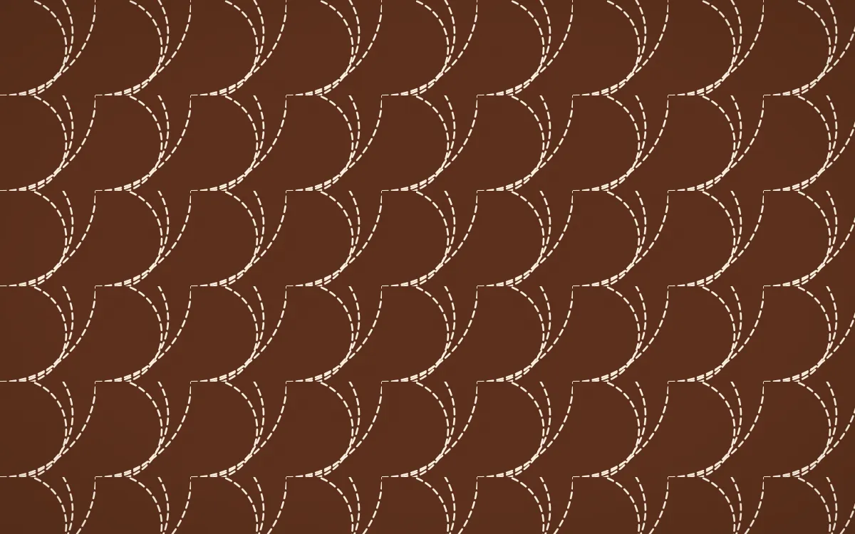 Sahara Dusk Stitch Fans — dark brown and beige sashiko background