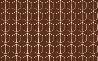 Sahara Dusk Stitch Hexagons — dark brown and beige sashiko background