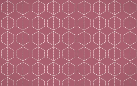 Sakura Paper Stitch Hexagons — colourful red and white sashiko background