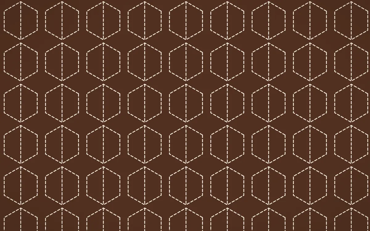 Santa Fe Adobe Stitch Hexagons — dark brown and beige sashiko background