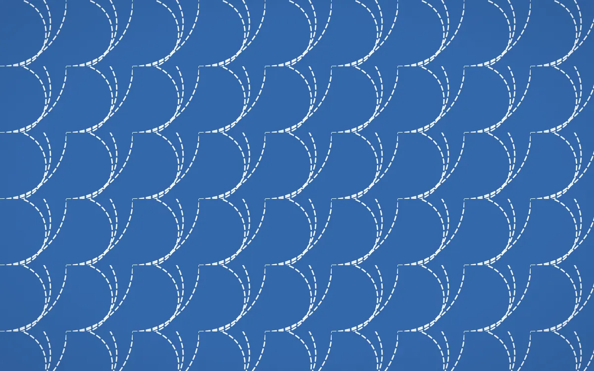 Santorini Stitch Fans — colourful blue and white sashiko background