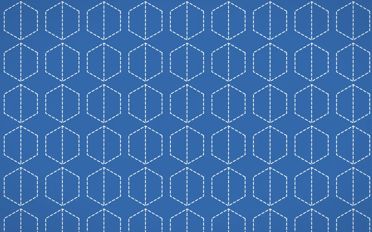 Santorini Stitch Hexagons — colourful blue and white sashiko background