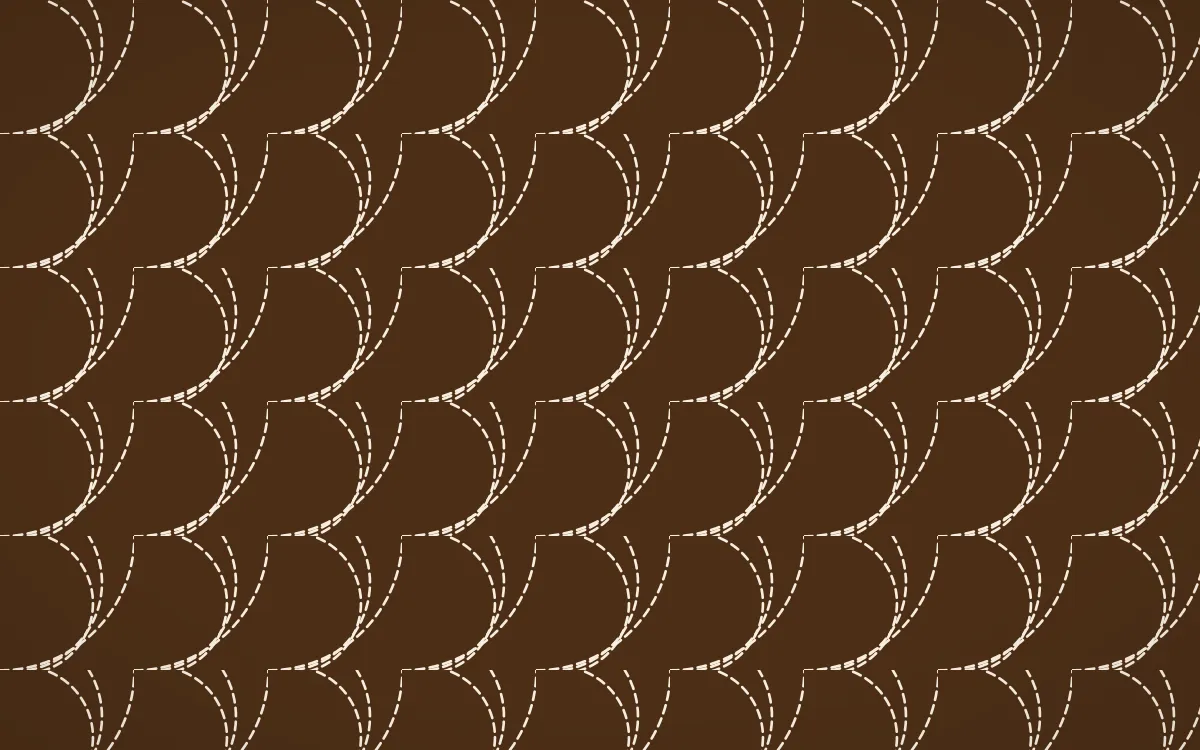 Savanna Clay Stitch Fans — dark brown and beige sashiko background