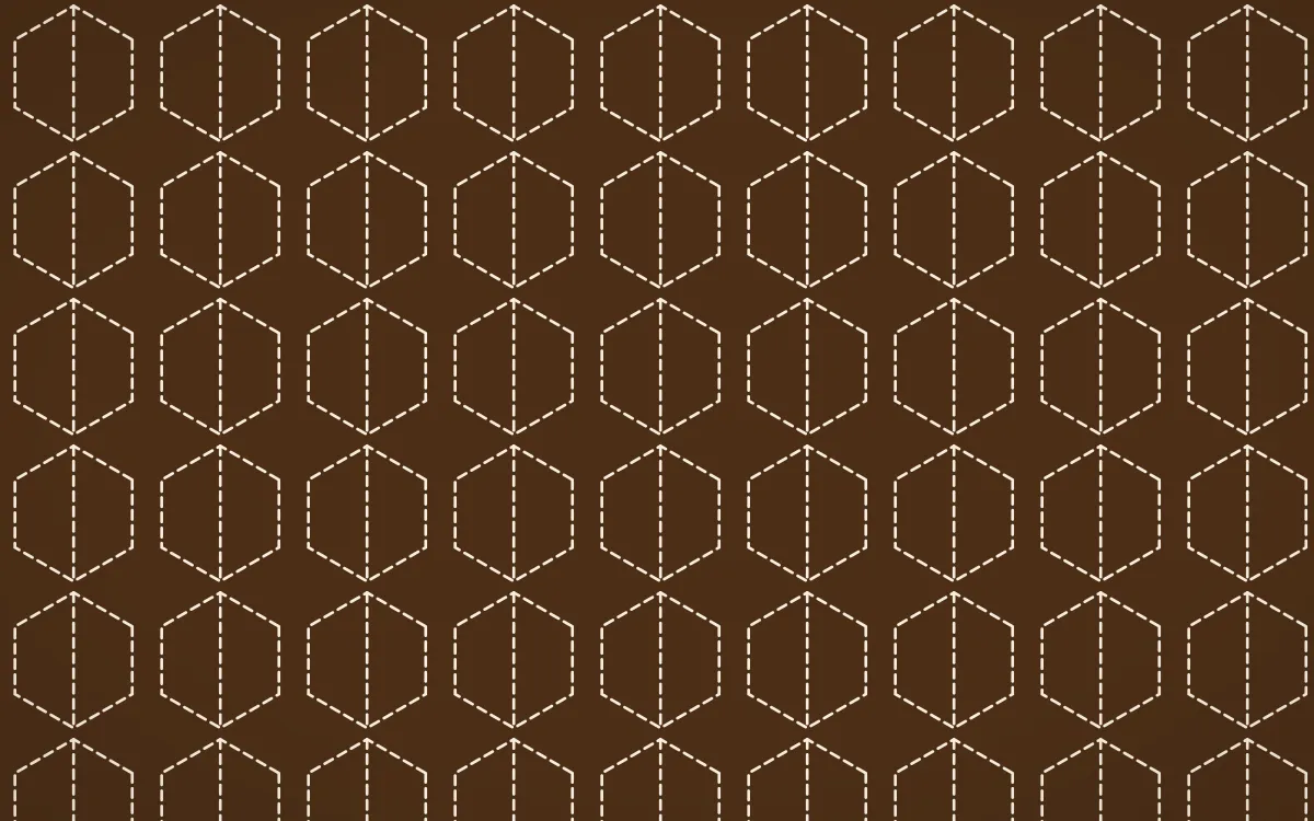 Savanna Clay Stitch Hexagons — dark brown and beige sashiko background
