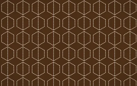 Savanna Clay Stitch Hexagons — dark brown and beige sashiko background