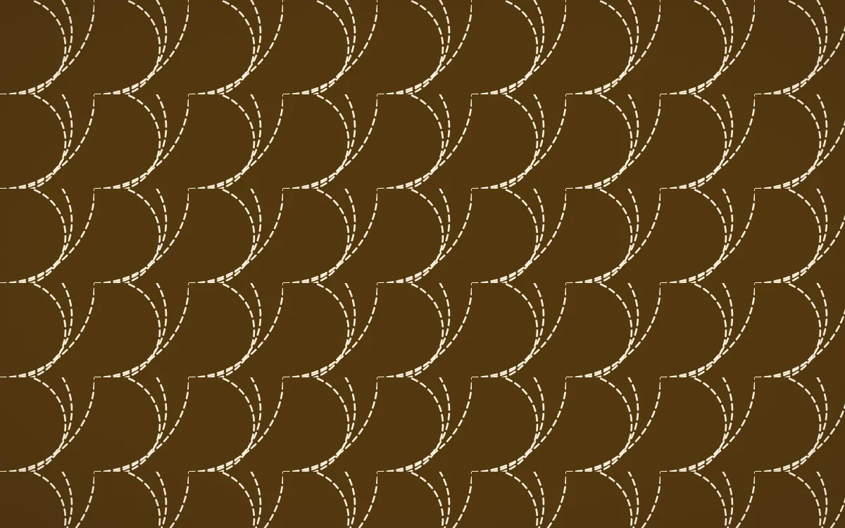 Sevilla Ochre Stitch Fans — dark brown and beige sashiko background