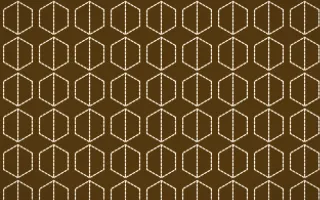 Sevilla Ochre Stitch Hexagons — dark brown and beige sashiko background