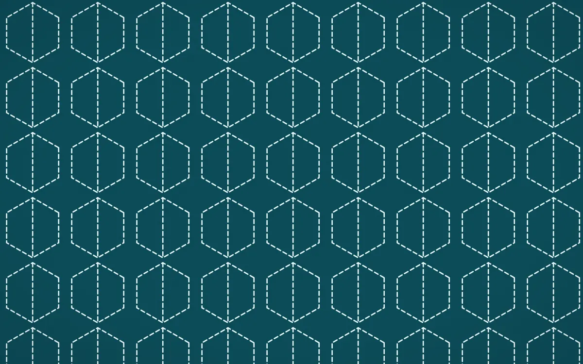 Tahiti Lagoon Stitch Hexagons — dark teal and white sashiko background