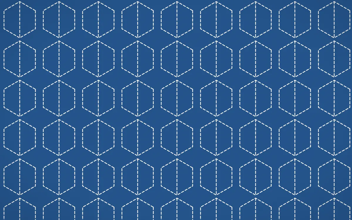 Talavera Puebla Stitch Hexagons — dark blue and white sashiko background