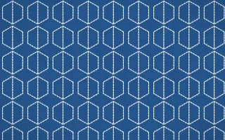 Talavera Puebla Stitch Hexagons — dark blue and white sashiko background