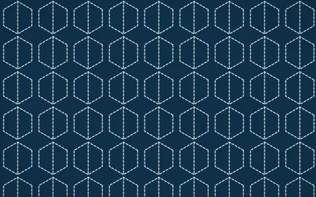 Titicaca Stitch Hexagons — dark blue and white sashiko background