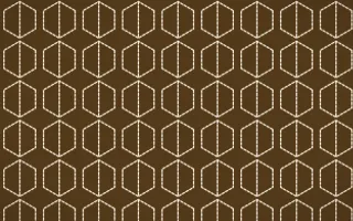 Tuscany Sun Stitch Hexagons — dark brown and beige sashiko background