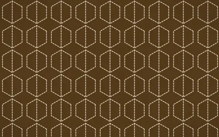 Tuscany Sun Stitch Hexagons — dark brown and beige sashiko background