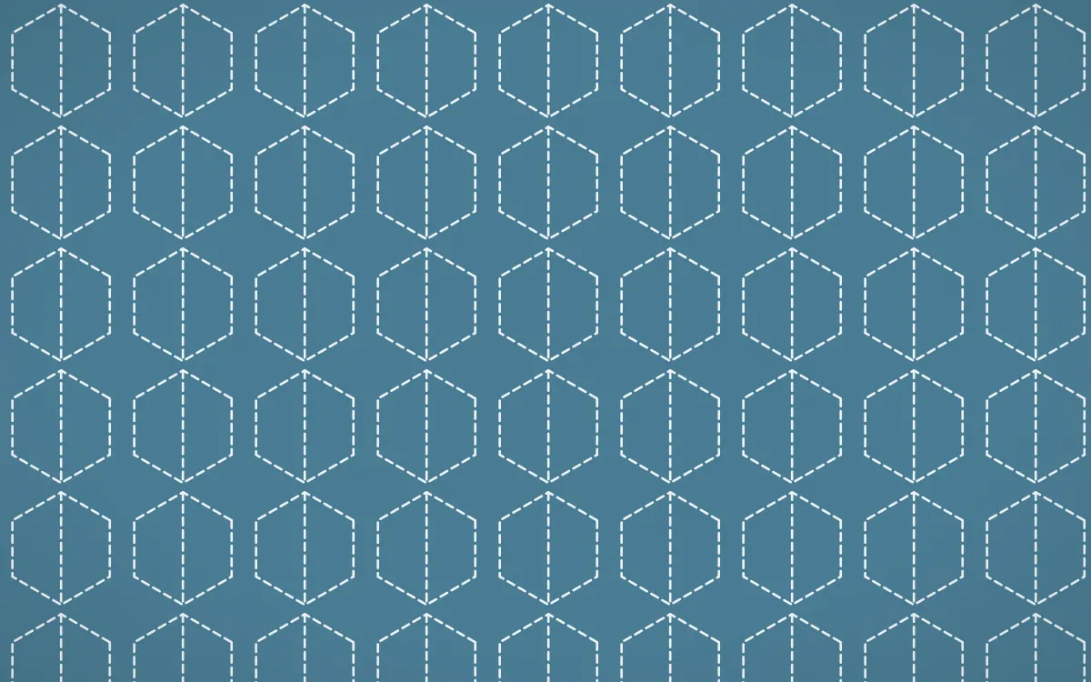 Udaipur Lake Stitch Hexagons — colourful blue and white sashiko background