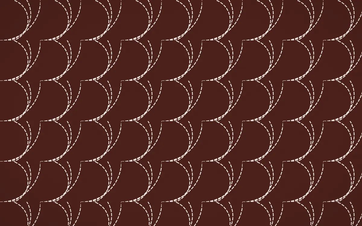 Venetian Rosso Stitch Fans — dark red and white sashiko background