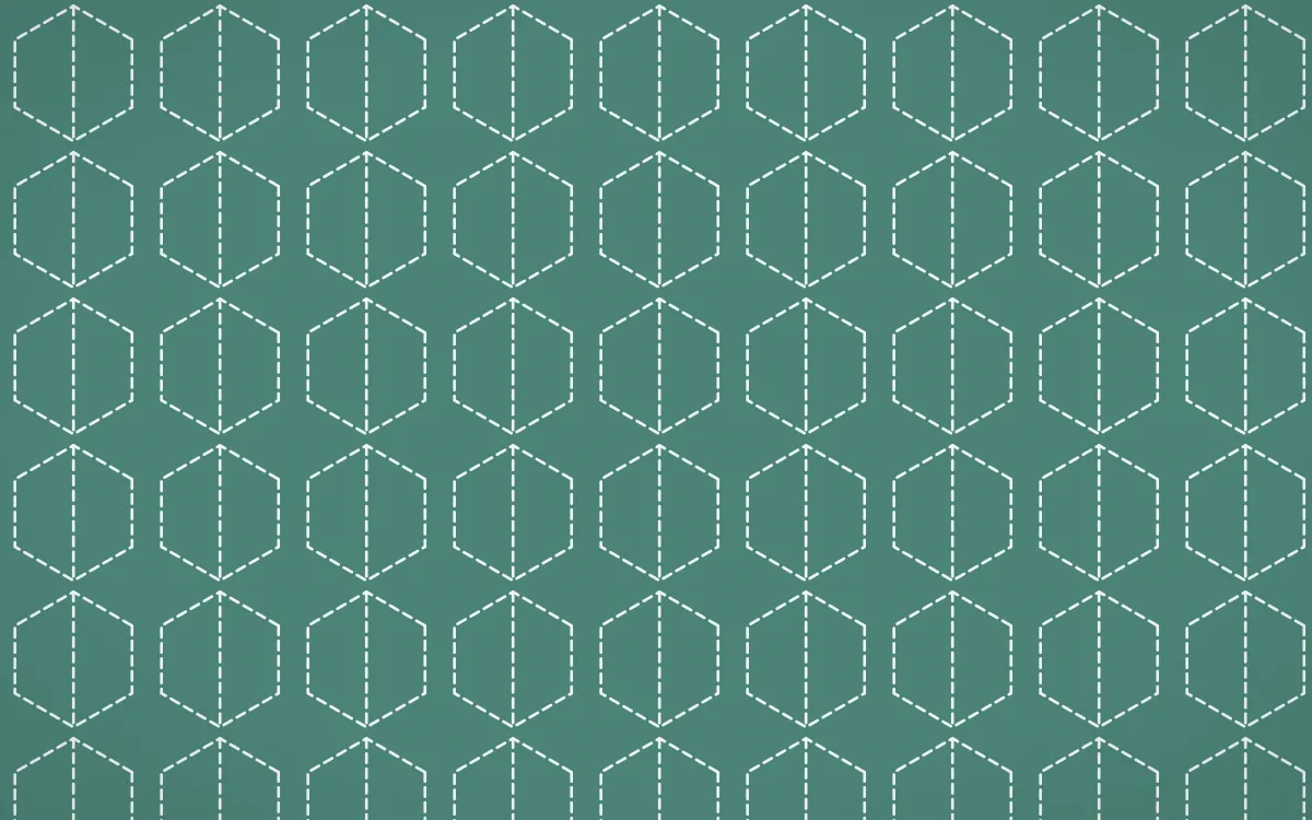 Winter Palace Stitch Hexagons — colourful teal and white sashiko background