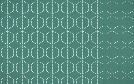 Winter Palace Stitch Hexagons — colourful teal and white sashiko background