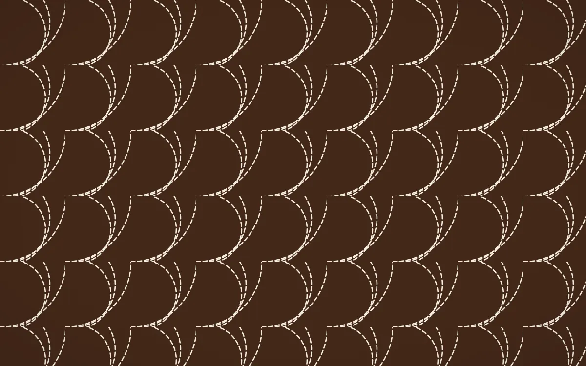Zanzibar Spice Stitch Fans — dark brown and beige sashiko background