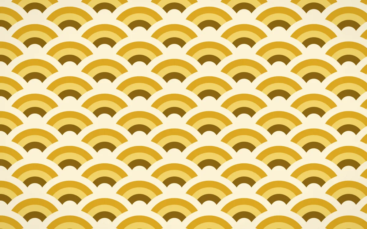 Accra Gold Wave Crests — colourful brown, gold and beige seigaiha background
