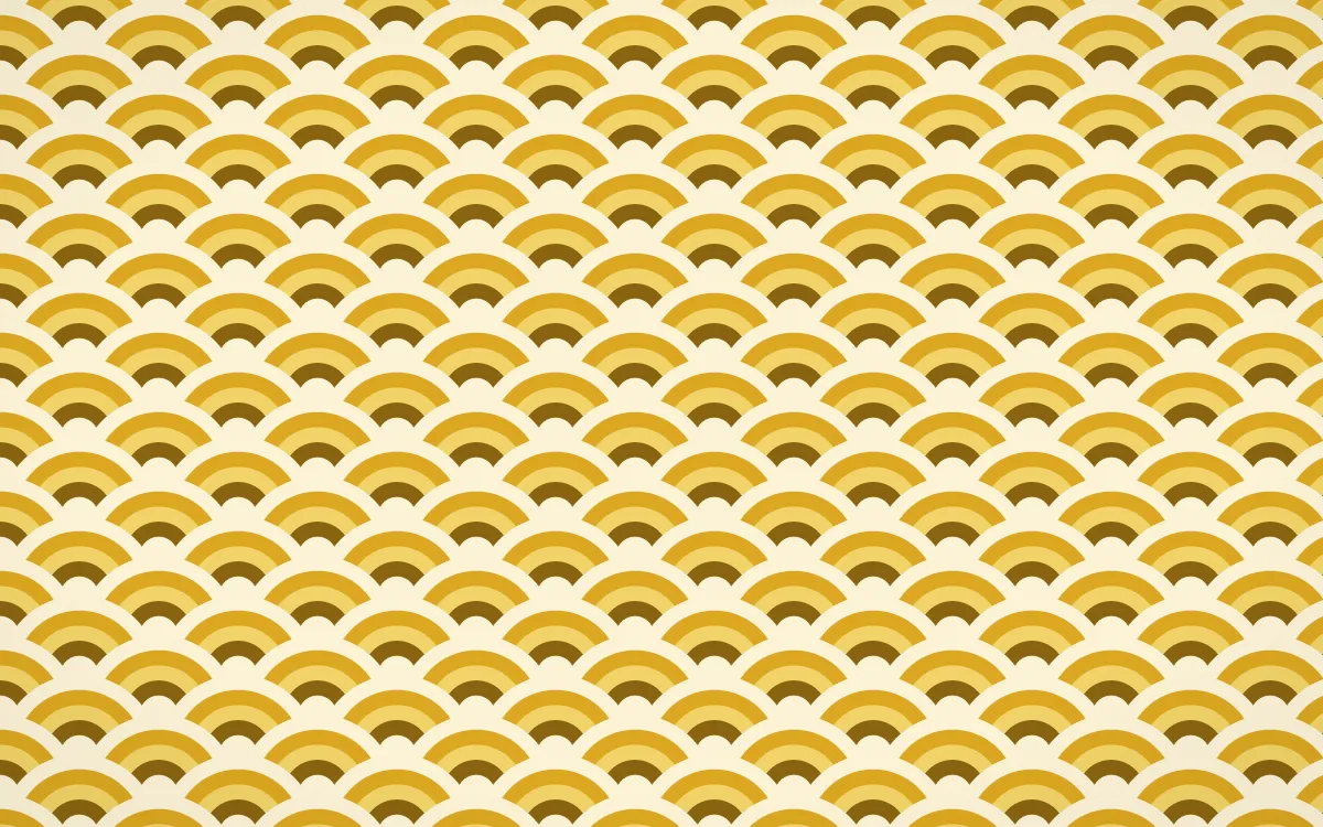 Accra Gold Fine Wave Crests — colourful brown, gold and beige seigaiha background