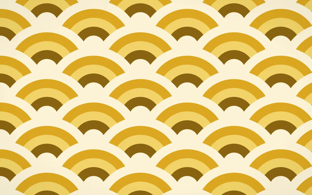 Accra Gold Grand Wave Crests — colourful brown, gold and beige seigaiha background