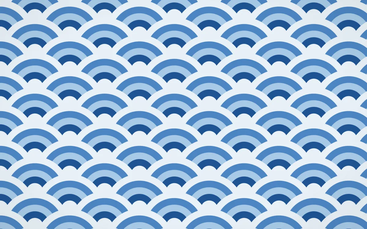Aegean Noon Wave Crests — colourful blue and white seigaiha background