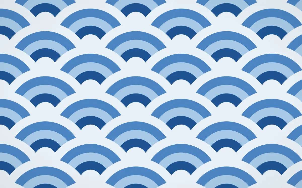 Aegean Noon Grand Wave Crests — colourful blue and white seigaiha background