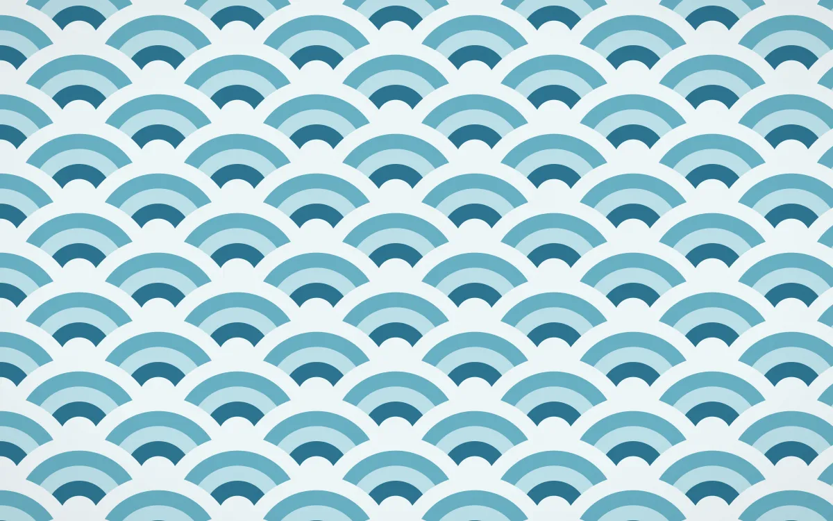 Algarve Sea Wave Crests — colourful blue, teal and white seigaiha background