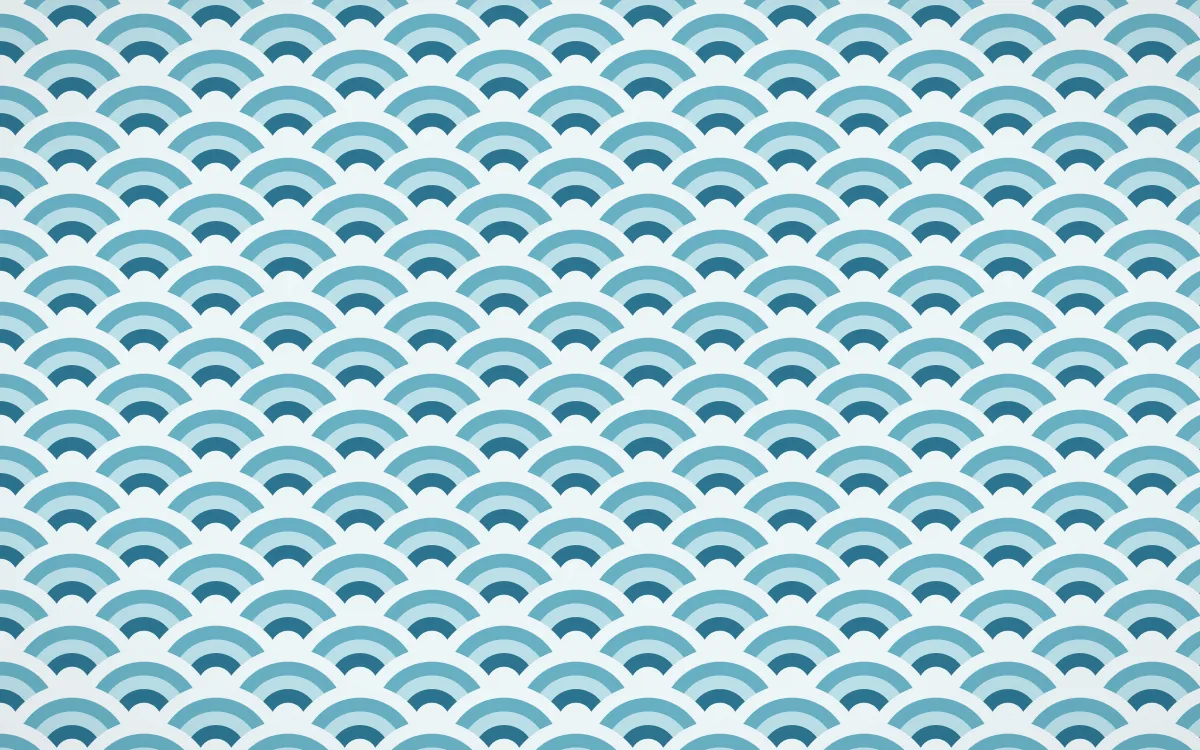 Algarve Sea Fine Wave Crests — colourful blue, teal and white seigaiha background