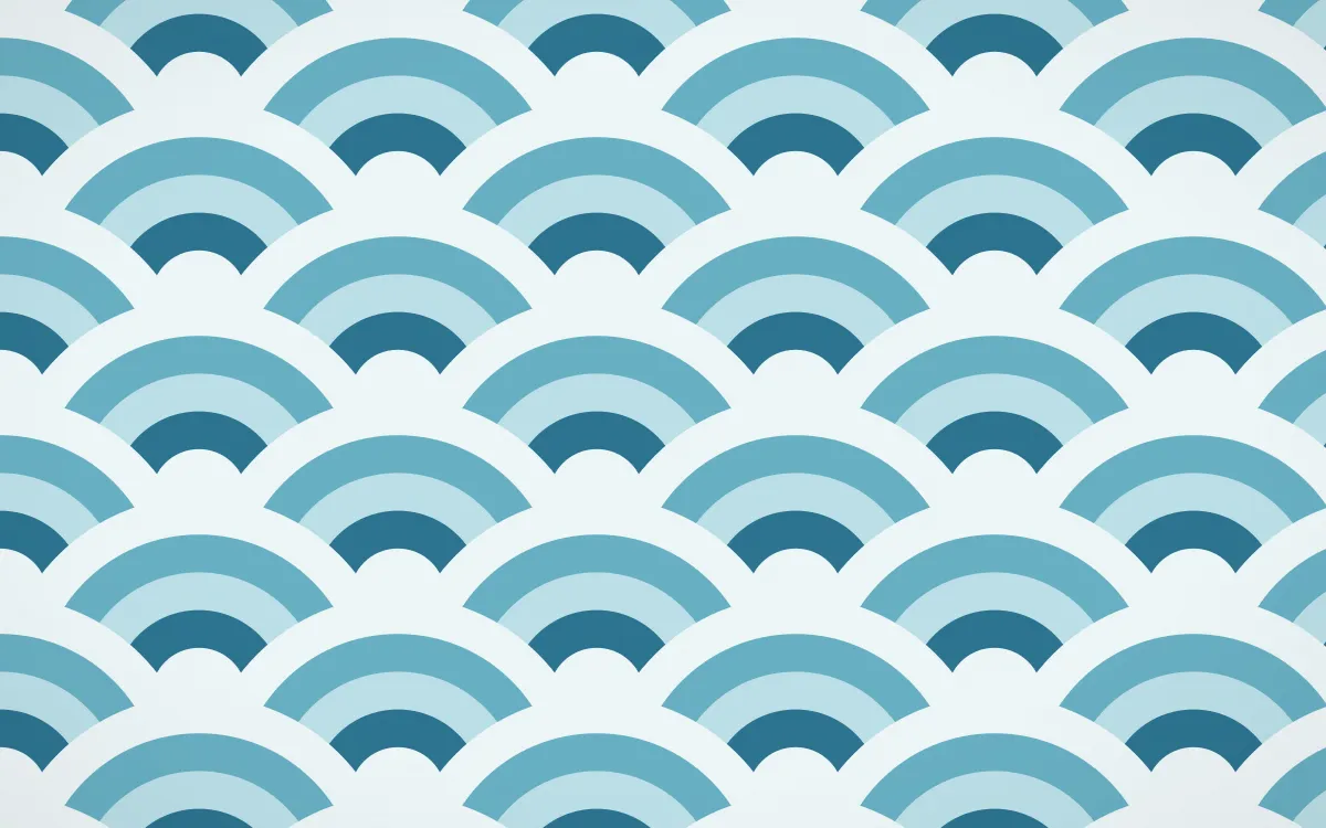 Algarve Sea Grand Wave Crests — colourful blue, teal and white seigaiha background