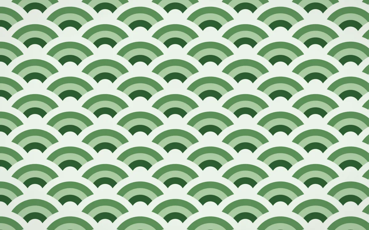 Amazônia Wave Crests — colourful green and white seigaiha background
