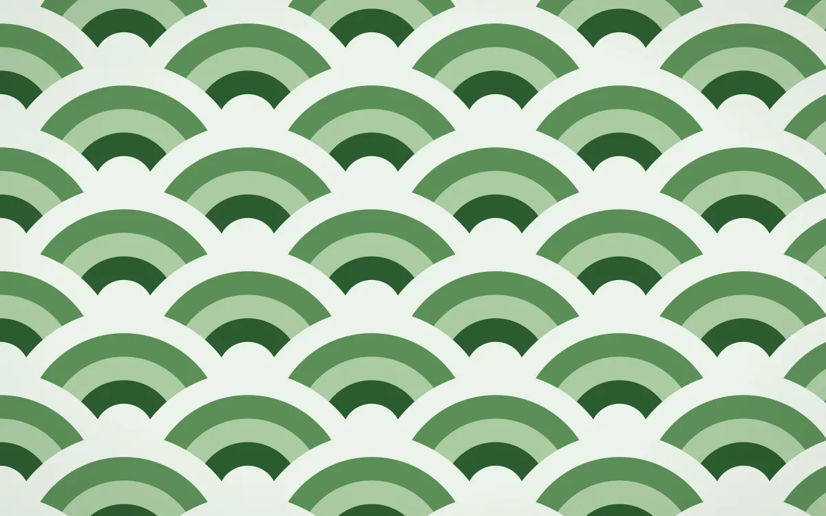 Amazônia Grand Wave Crests — colourful green and white seigaiha background