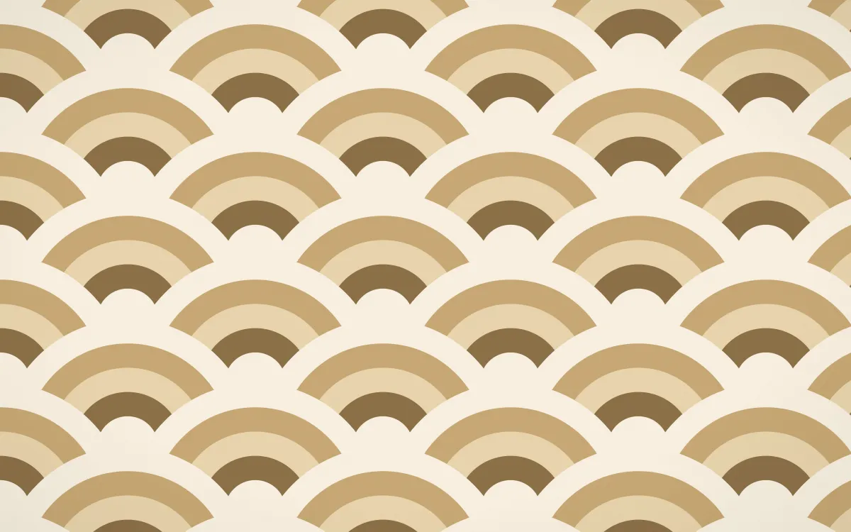 Atlas Sand Grand Wave Crests — colourful orange and beige seigaiha background