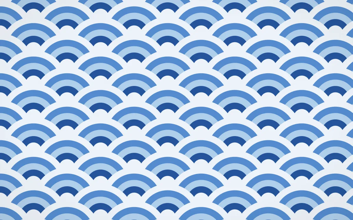 Bahia Blue Wave Crests — colourful blue and white seigaiha background