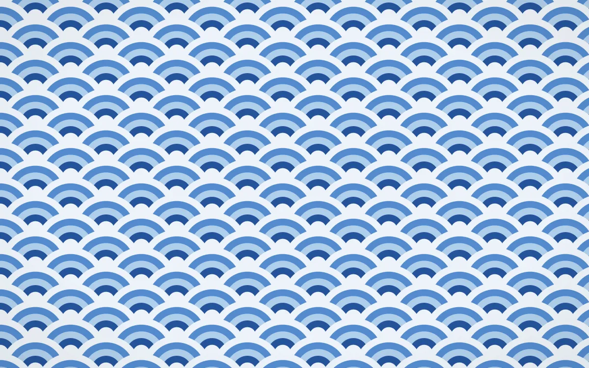 Bahia Blue Fine Wave Crests — colourful blue and white seigaiha background