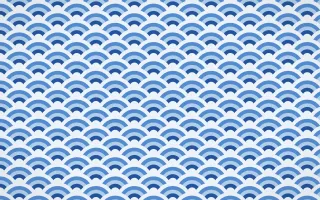 Bahia Blue Fine Wave Crests — colourful blue and white seigaiha background