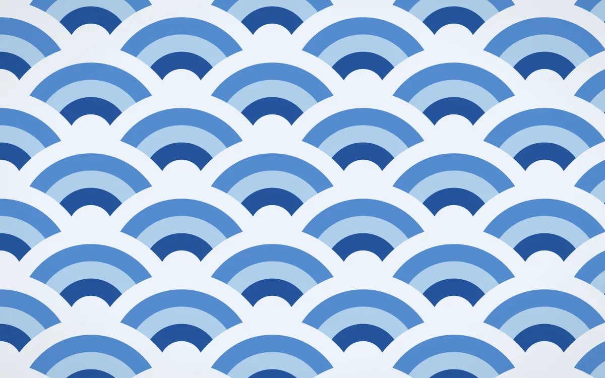 Bahia Blue Grand Wave Crests — colourful blue and white seigaiha background
