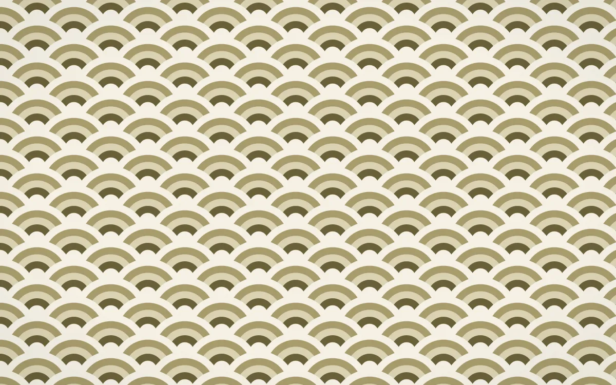 Bali Temple Fine Wave Crests — colourful brown, yellow and beige seigaiha background
