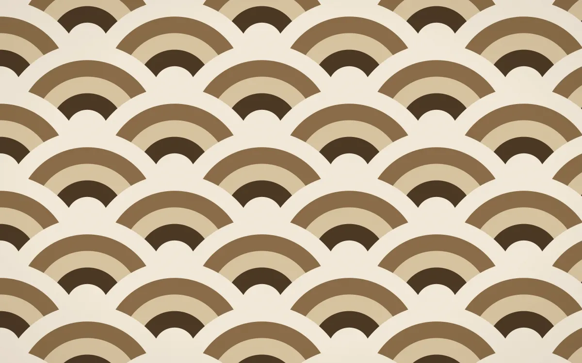 Bamako Earth Grand Wave Crests — colourful brown and beige seigaiha background