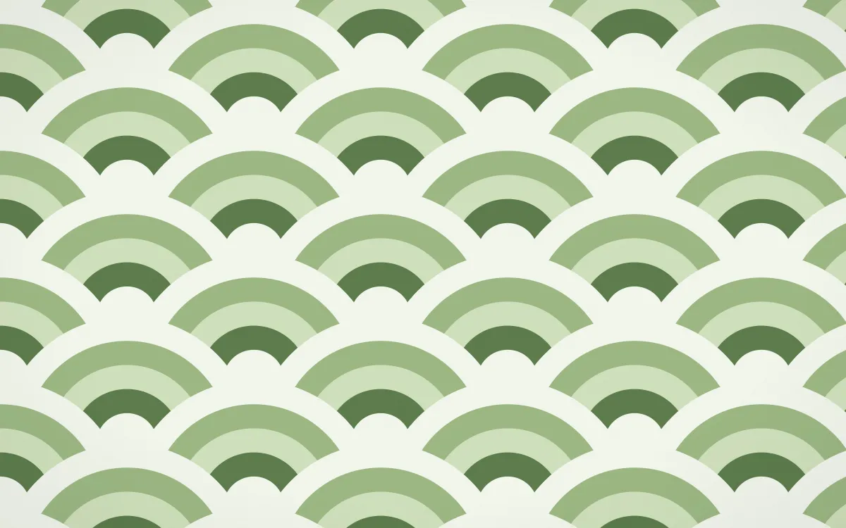 Bamboo Mist Grand Wave Crests — colourful green and white seigaiha background
