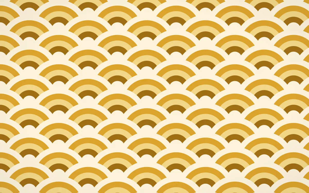 Bangkok Gold Wave Crests — colourful brown, gold and beige seigaiha background